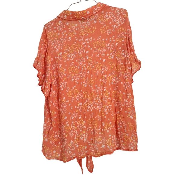 Democracy Floral Short Sleeve Button Down Top Womens Size 1X - Picture 2 of 3